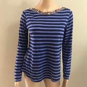 Postmark Anthropologie striped shirt blue Sz XS